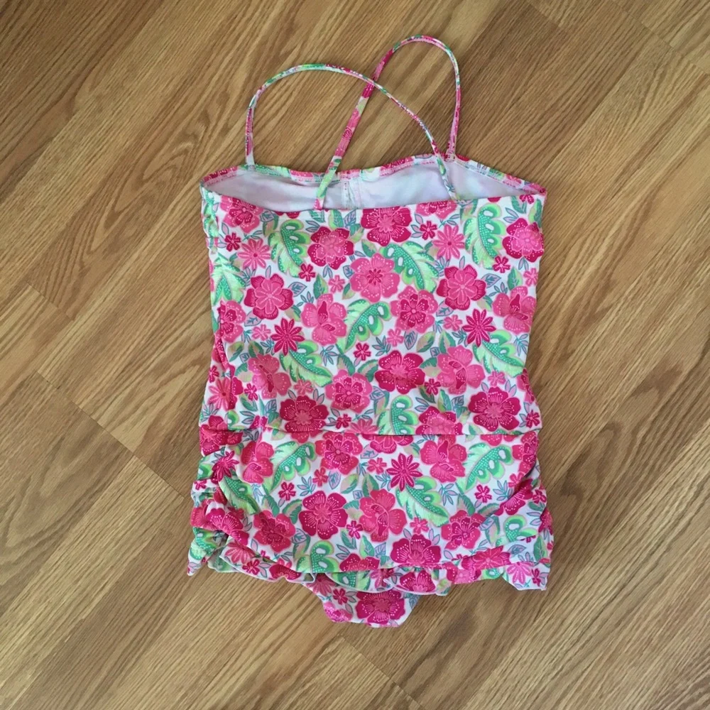 Lands End One piece Pink Floral Swimsuit‎ size 12